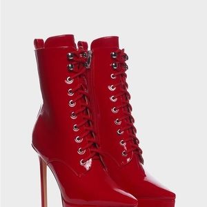 AZALEA WANG Red Ebony Platform Stiletto Boots NWT NEVER WORN SZ 10